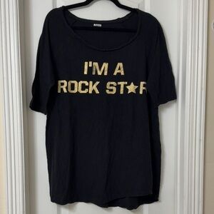 Hype black 3/4 sleeve IM A ROCK STAR  gold letter 100% cotton size L